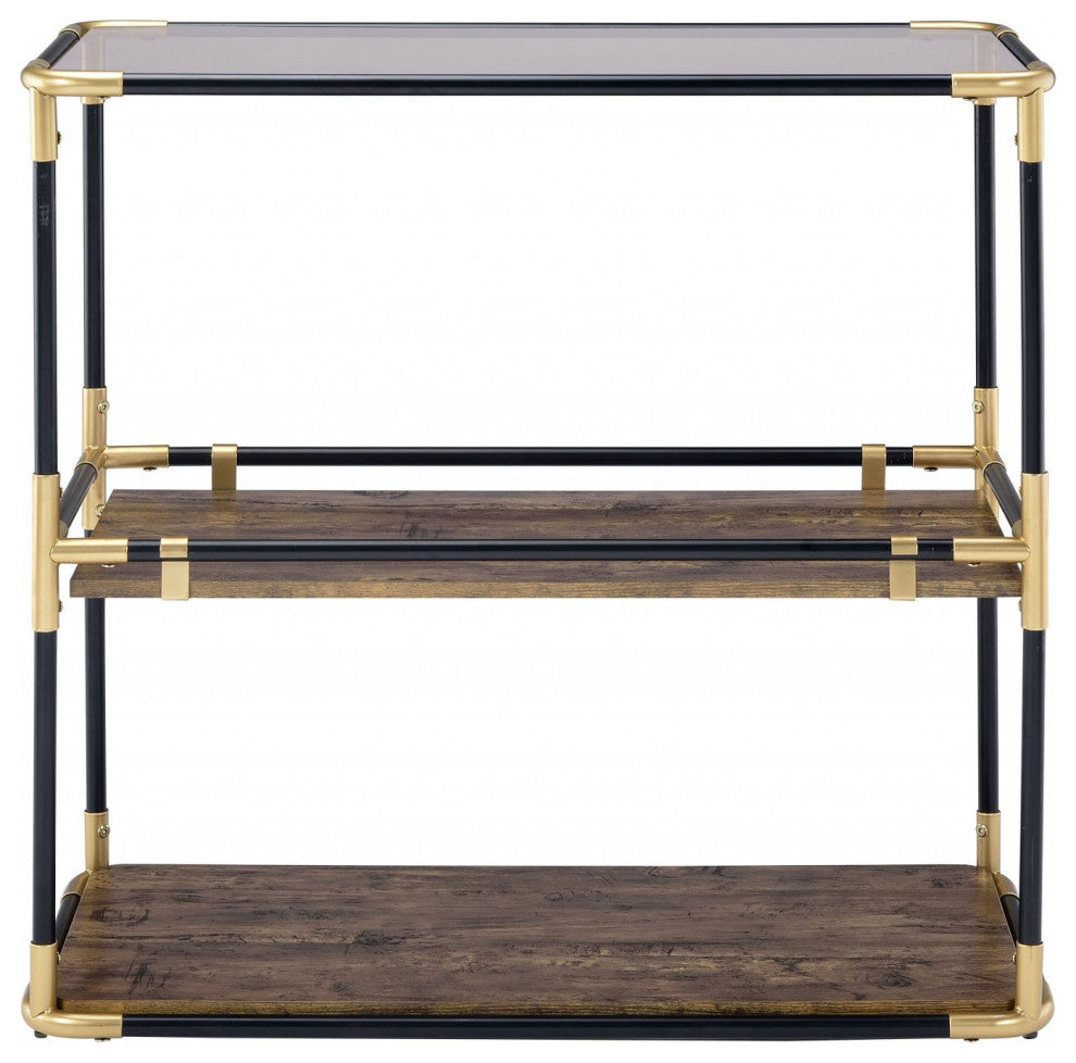 HomeRoots 44" X 16" X 28" Black Solid Wood Leg Console Table