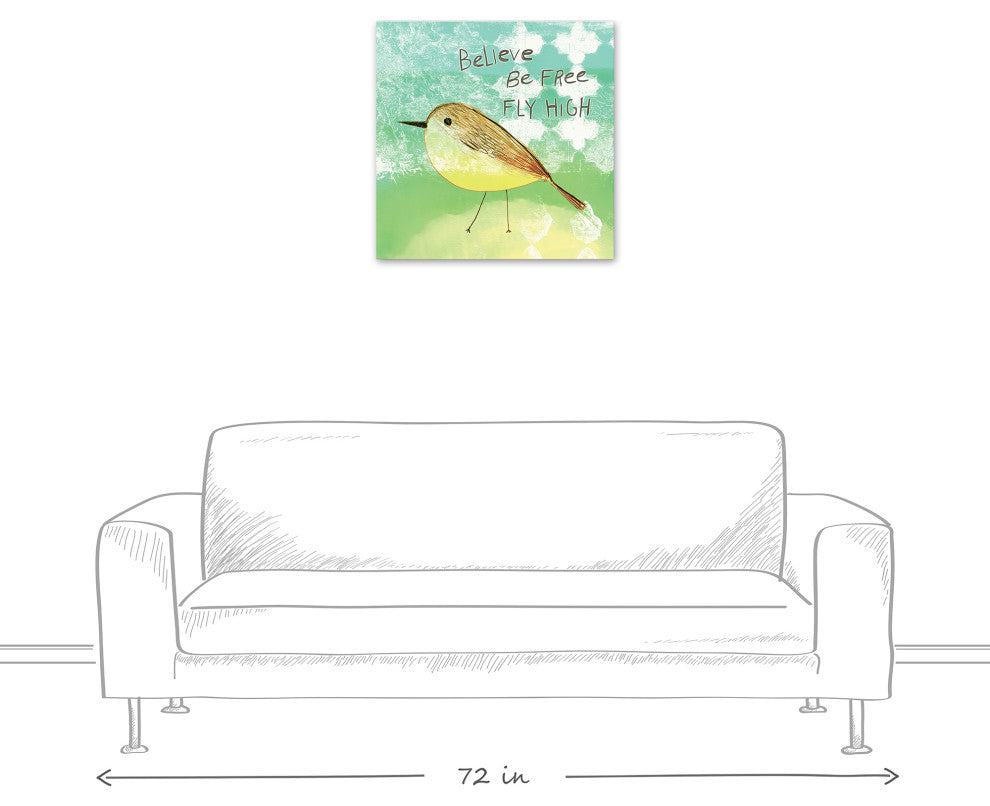 Believe Be Free Fly High 24x24 Canvas Wall Art