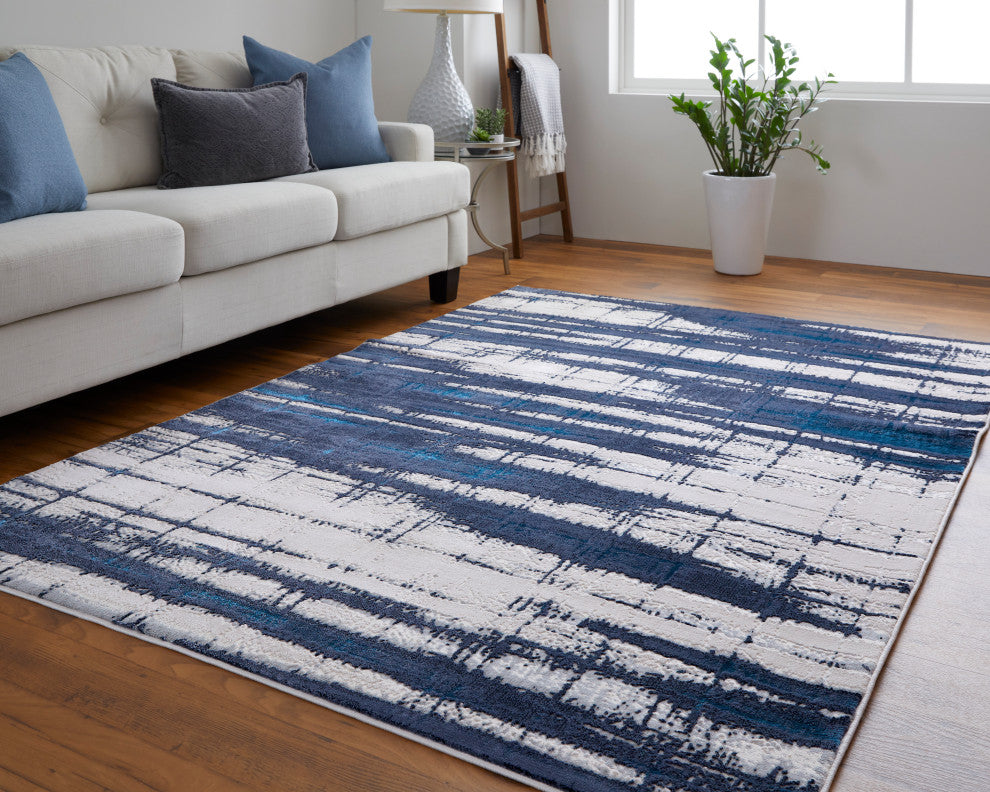 Weave & Wander Armada Dramatic Blue/Ivory Rug, 10'x13'2"