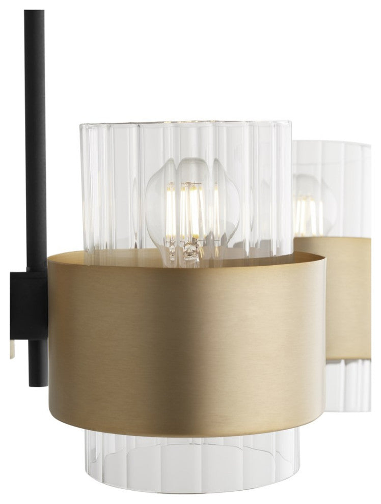 Quorum Epsilon 4-Light Chandelier 683-4-6980, Textured Black With Aged Brass