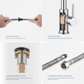 Circular Single Handle Pull Down Kitchen Faucet, Chrome