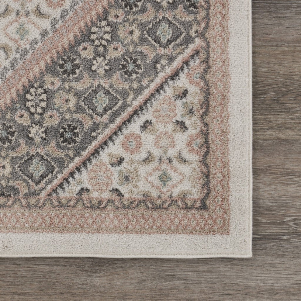 8" x 10" Gray and Blush Traditional Area Rug