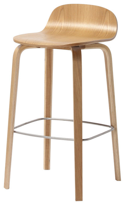 Elite Living Glen Modern 27" Wooden Counter Stool, Natural Brown