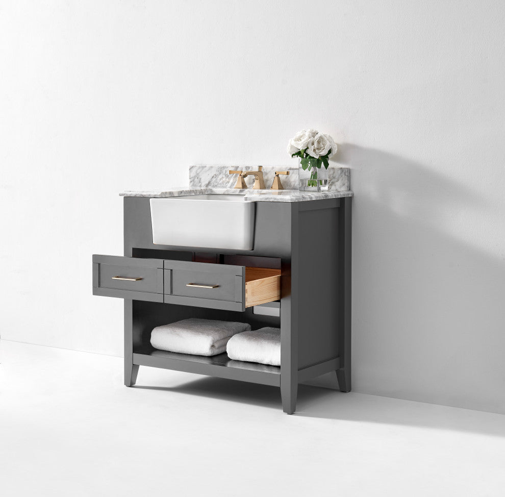 Hayley Bathroom Vanity Set, Sea Cloud Gray, 36"
