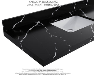 Boston 36" Right Offset Bath Vanity in Alabaster 2" Calacatta Black