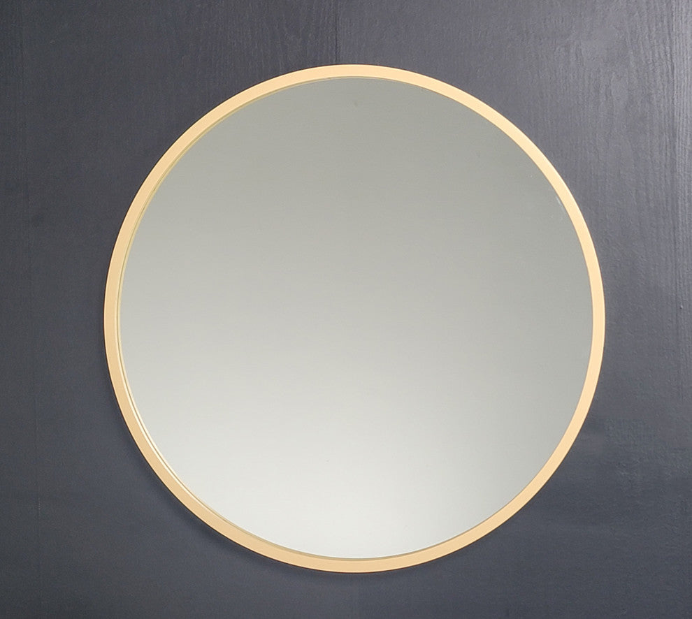 Thompson 24 in. x 24 in. Round Solid Wood Framed Wall Mirror in Natural Wood