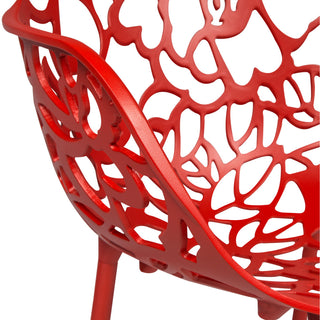 LeisureMod Modern Devon Aluminum Chair, Set of 4 Red