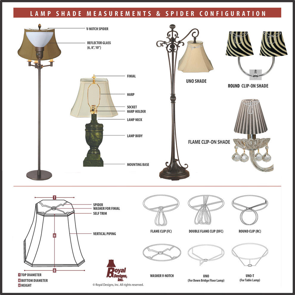 Royal Designs True Bell Lamp Shade, Black, 7"
