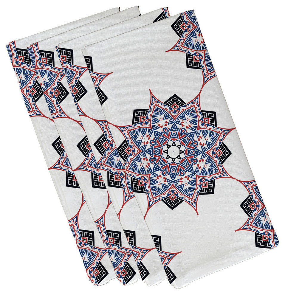 Rhapsody, Geometric Print Napkin, Blue, Set of 4