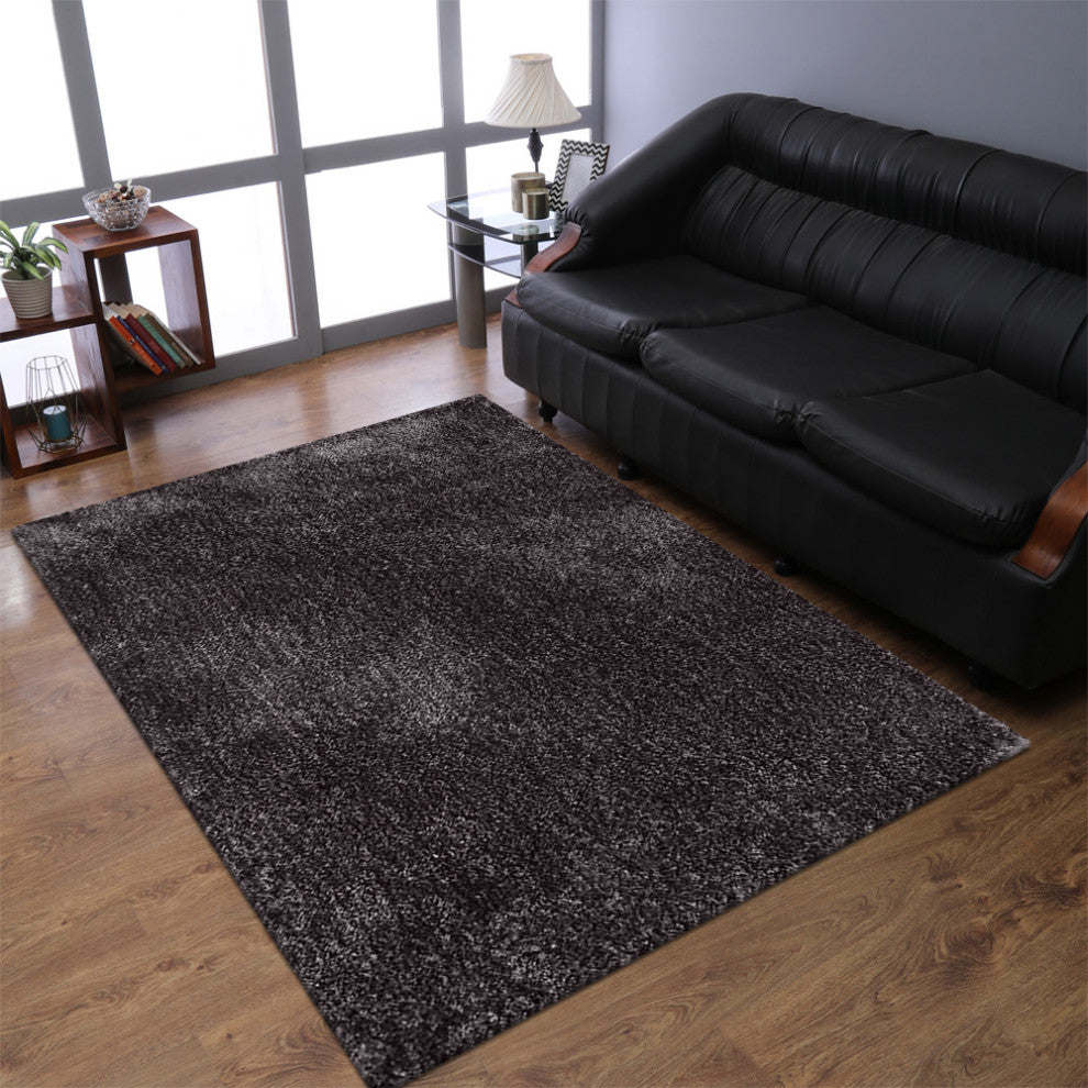 HAND TUFTED SHAG POLYESTER ECO-FRIENDLY AREA RUGS, Light Brown Color, Solid