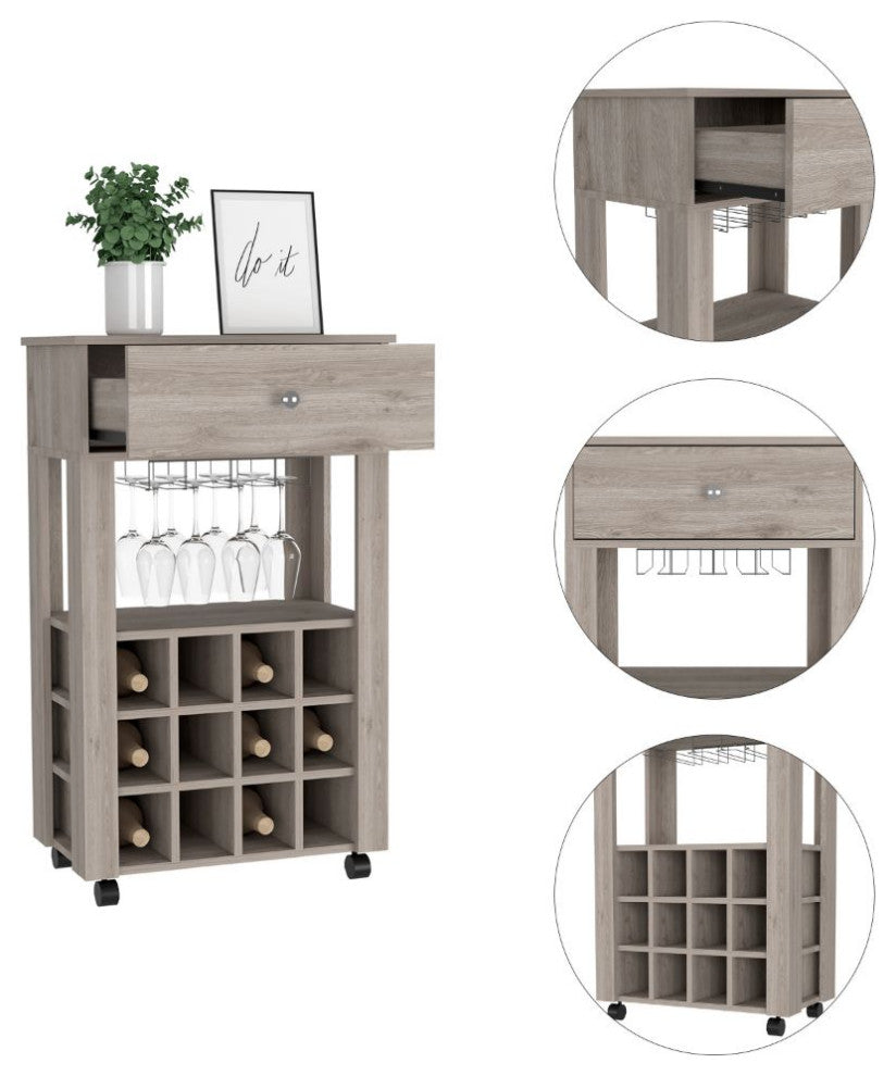 DEPOT E-SHOP Margh Bar Cart, Light Gray