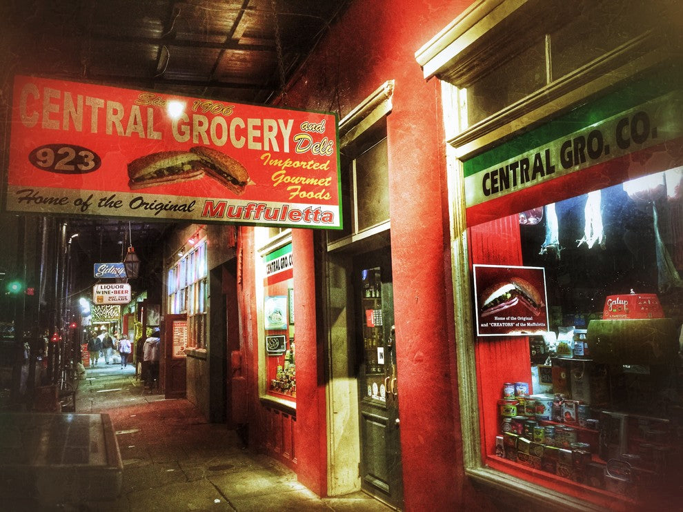 New Orleans "Central Grocery Sidewalk" Stretched Canvas Giclee, 12"x16"