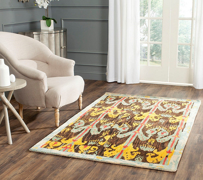 Safavieh Ikat Ikt221A Charcoal, Blue Area Rug