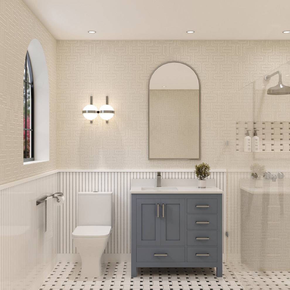 Rooh Bathroom Vanity, Charcoal Gray, 36l", Vanity Cabinet Only