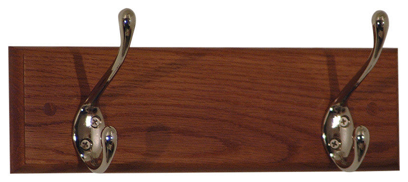 2 Hook Coat Rack, Medium Oak