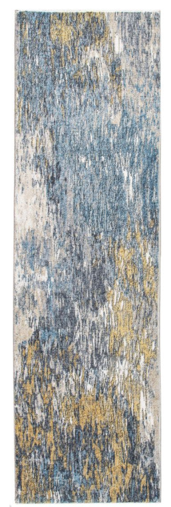 KAS Roxy 2802 Blue/Gold Mirage Area Rug, 2'x7' Runner