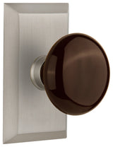 Studio Plate Privacy Poreclain Door Knob, Satin Nickel