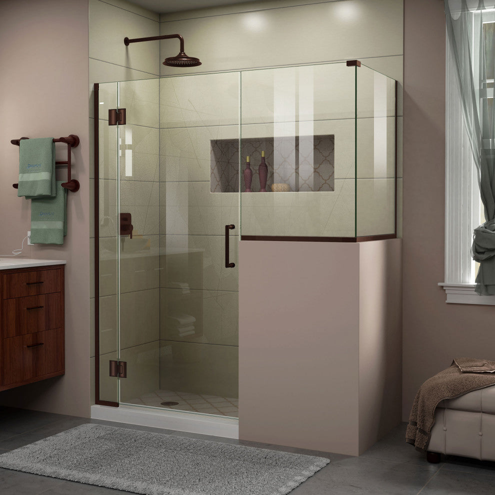 Unidoor-x 57"x36.38" Shower Enclosure, Oil Rubbed Bronze