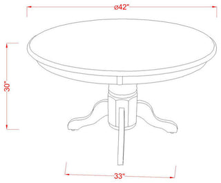 5Pc Round 42" Dining Room Table And 4 Wood Seat Kitchen Chairs