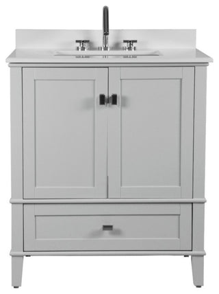 31" Single Vanity, Light Gray With Engineered Stone Top