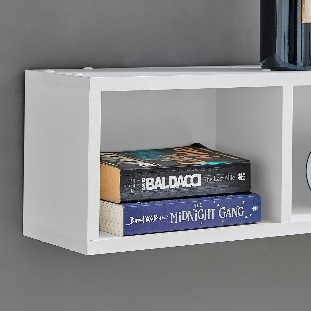 Danya B. Bauhaus Floating Geometric Cubby Wall Shelves Set of 3 Sizes, White