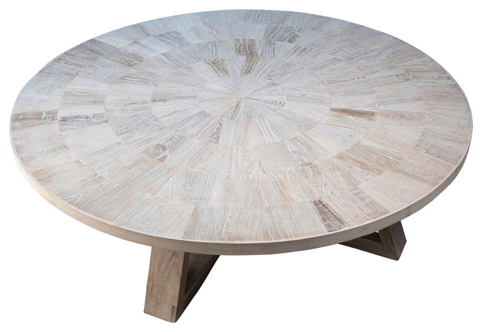 Evan 52" Round Reclaimed Elm Pedestal Coffee Table