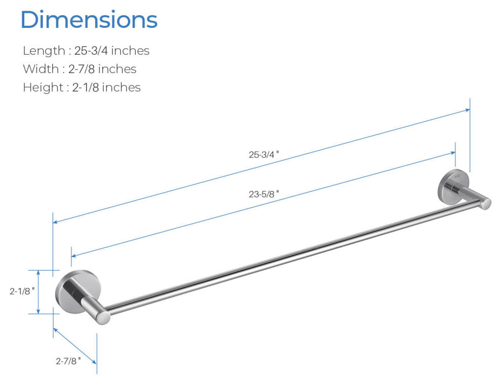 Circular 24" Bathroom Towel Bar KBA1404, Chrome
