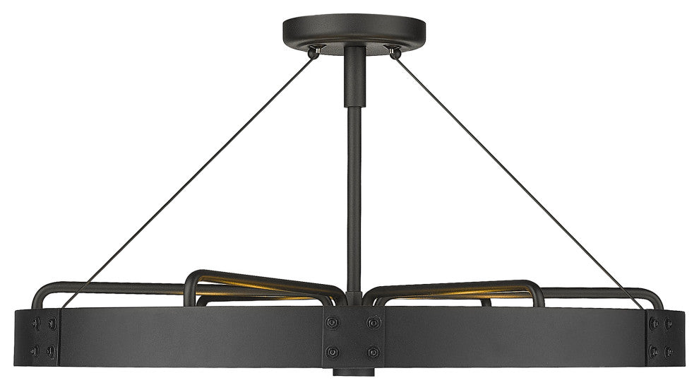 Vaughn Medium Semi-Flush With Natural Black Accents Shade