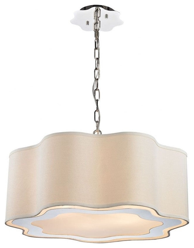 Villoy 6 Light Drum Pendant In Polished Stainless Steel And Nickel