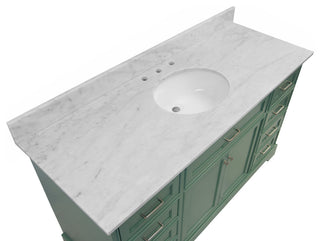 Aria 60" Bathroom Vanity, Sage Green, Carrara Marble, Single Vanity