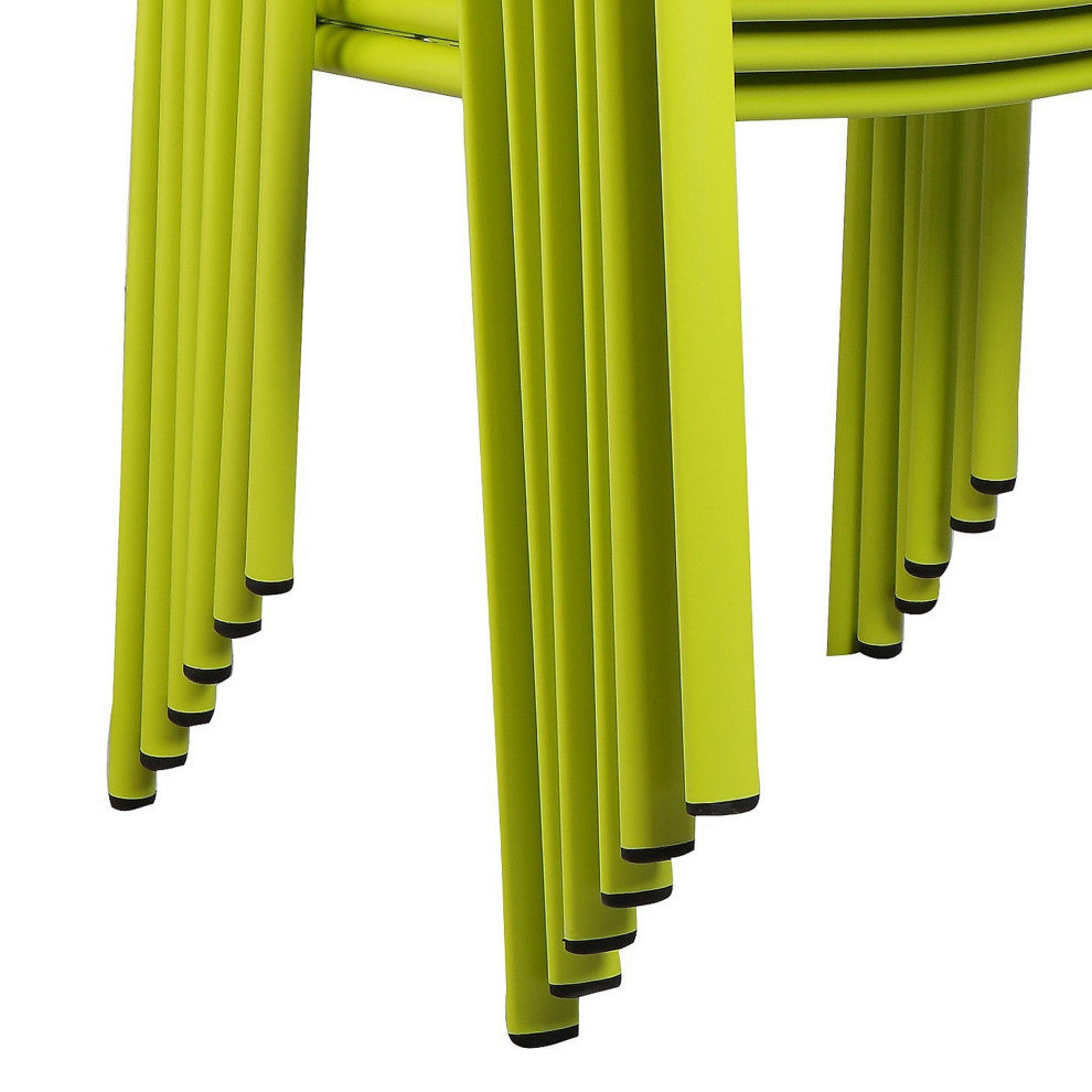 Benzara BM287745 Meta 22" 6 Piece Dining Chair Set, Green Aluminum Frame