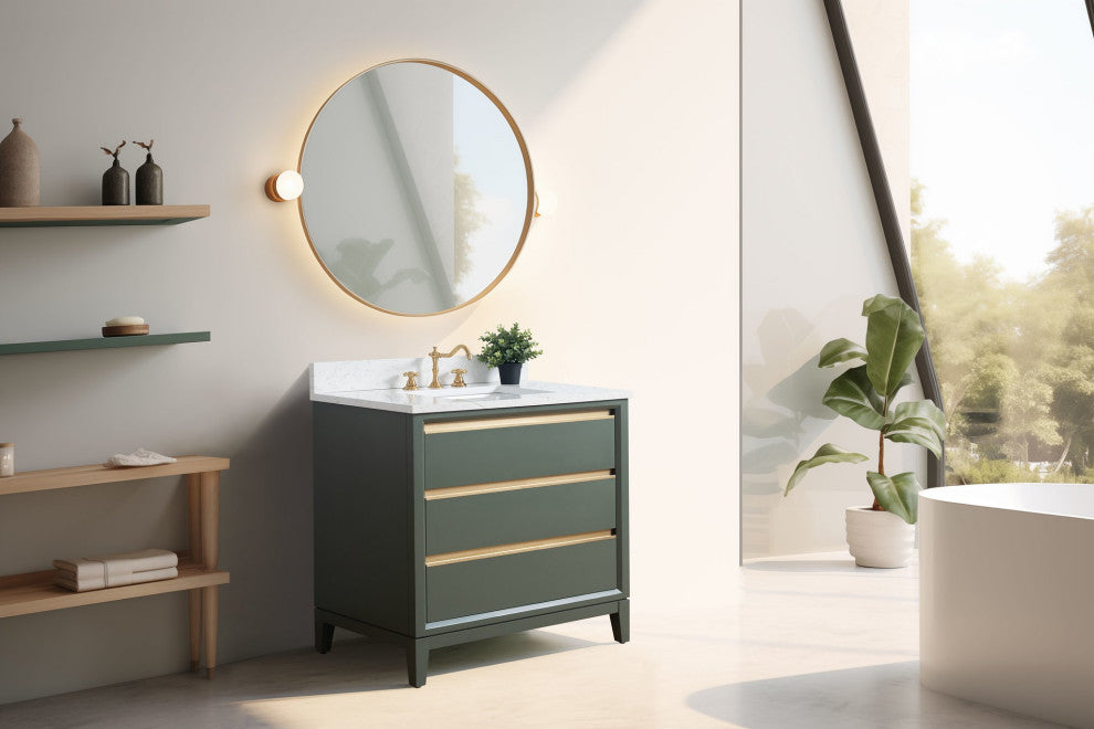 Vanity Art Bathroom Vanity With Sink, Vintage Green, 36" Single