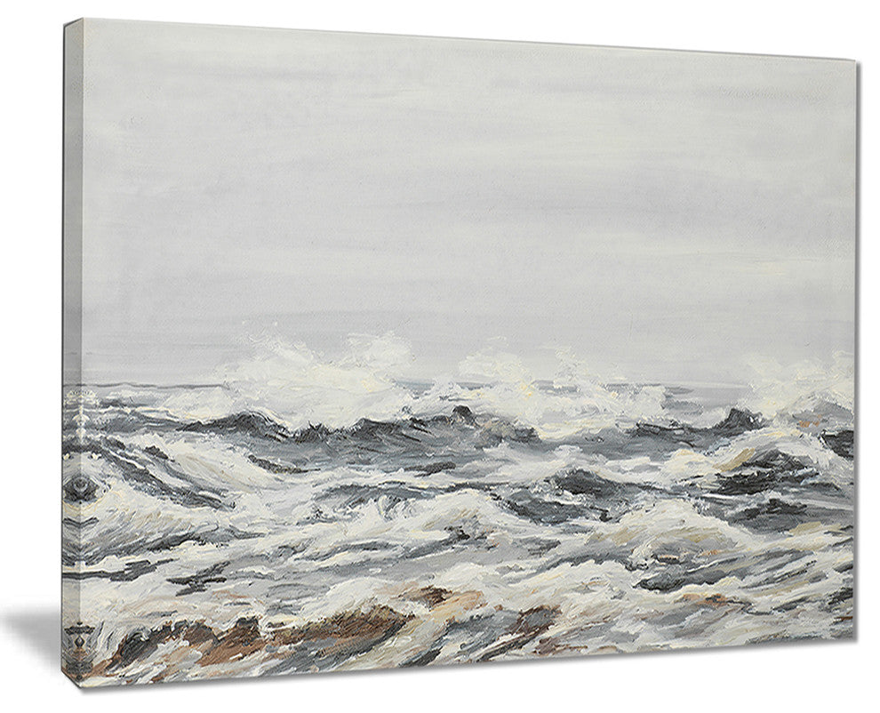 "Gray Sea Waves" Canvas Print
