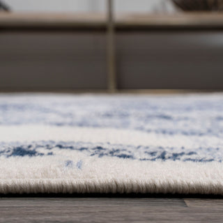 Alhambra Ornate Medallion Modern Runner Rug, Light Blue/Ivory, 2'x10'