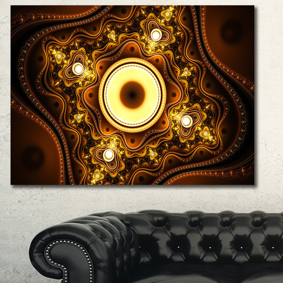 Brown Fractal Pattern with Circles, Abstract Canvas Art Print, 40x30