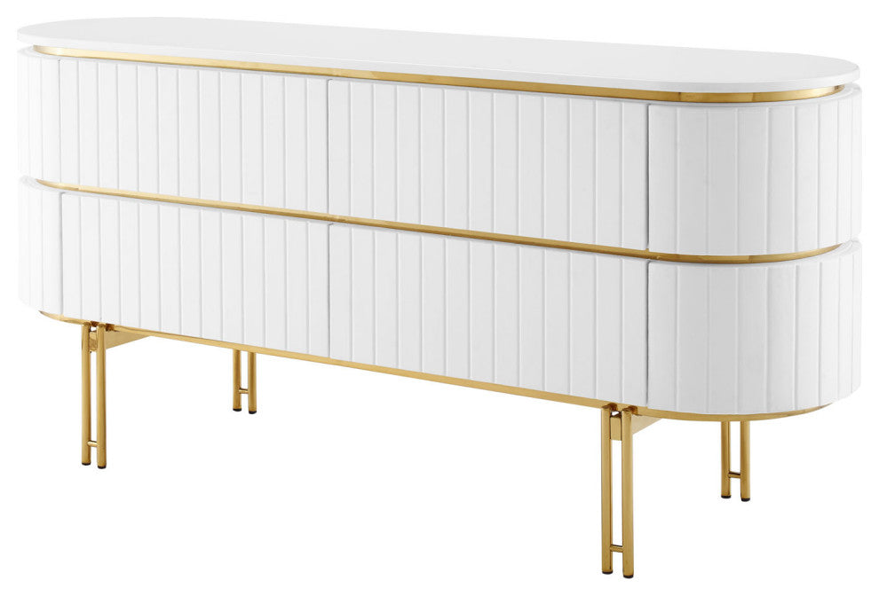 Console Entry Table Sideboard, White, Velvet, Modern, Mid Century Hotel Lounge
