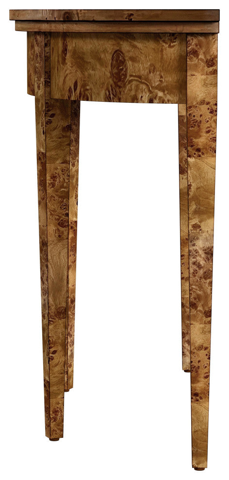 Hampton Burl Wood Demilune 36" Console Table, Brown