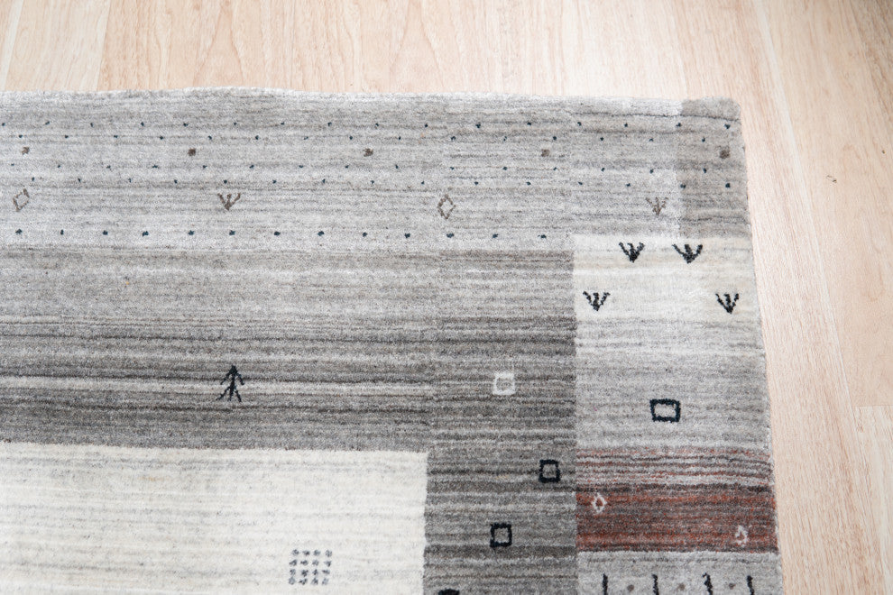 Gray Transitional Modern Gabbeh Area Rug