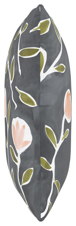 18" Decorative Pillow, Polyester Insert, Caroline Floral Gray Peach