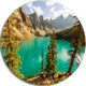 Moraine Lake In Banff National Park, Landscape Round Metal Artwork, 23"