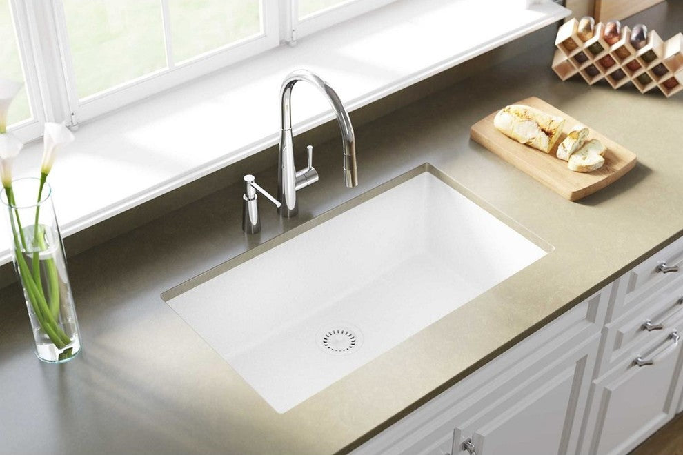 ELGRU13322WH0 Quartz Classic 33" x 18-7/16" Undermount Sink, White