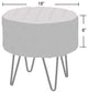 Jacquard Solid Faux Fur Round Ottoman, 18" x 18" x 18", Taupe