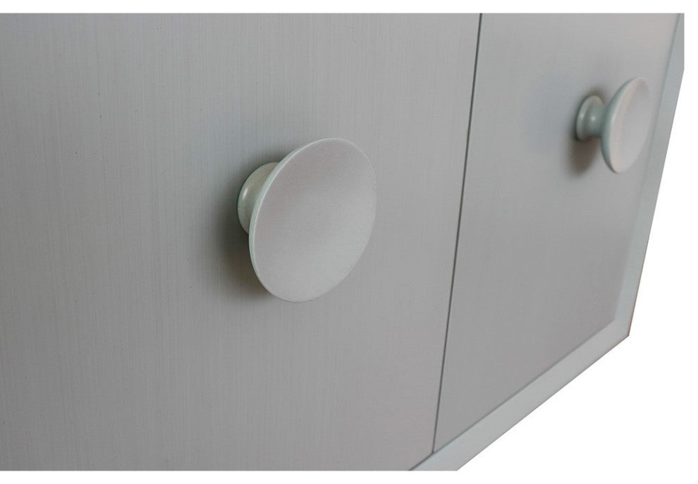 31" Single Wall Mount Vanity, Aqua Blue Finish With Gray Granite Top