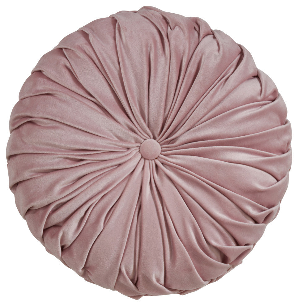 Poly Filled Velvet Pintuck Throw Pillow, 14"x14", Blush