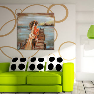 "Lighthouse" Mixed Media Iron Hand Painted Dimensional Wall Art 40"x40"