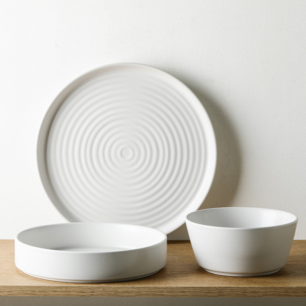 Stone Lain Elica Stoneware 12 Piece Dinnerware Set, White