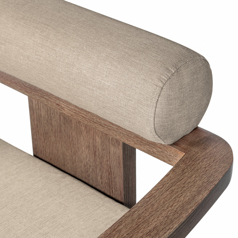 Relic Outdoor Patio Dining Chair, Eucalyptus Wood With Taupe Olefin Cushions