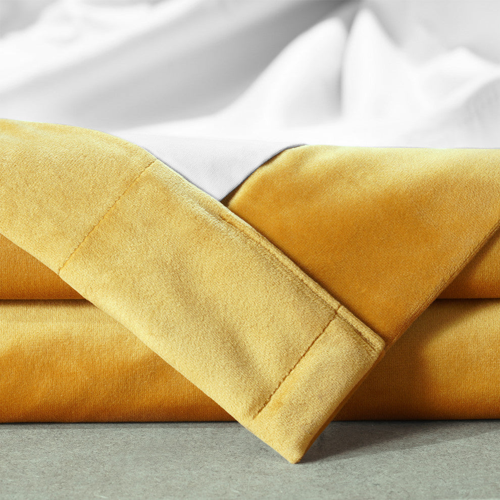 Signature Plush Velvet Blackout Curtain Single Panel, Sophomore Gold, 50"w X 108"l