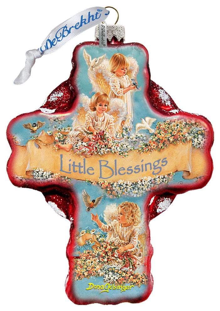Little Blessings Icon Cross Glass Ornament