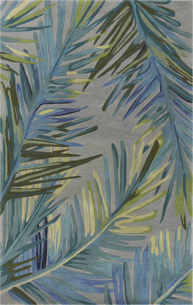 HomeRoots 7' x 9' Wool Grey or Blue Area Rug
